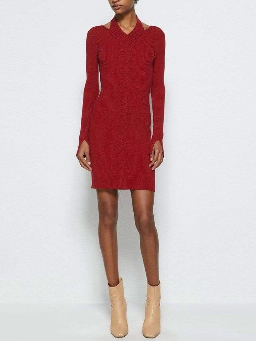 SIMKHAI Long Sleeve Alejandra Twisted Cable Dress